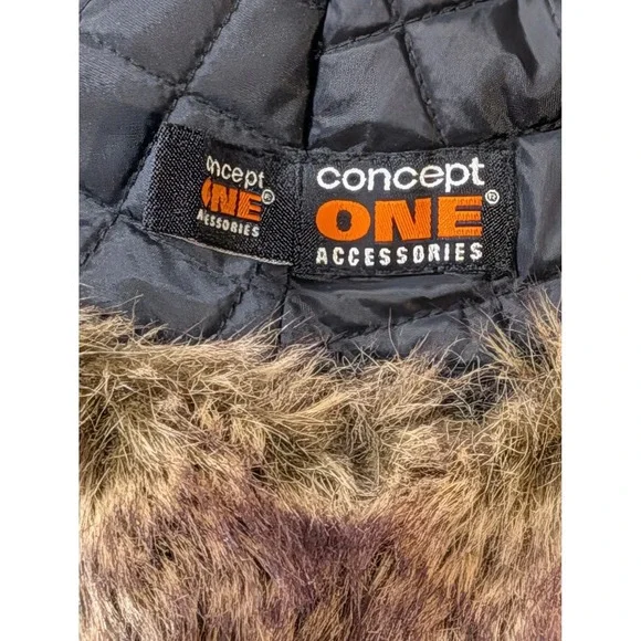 Concept One Accessories Brown Quilted Trapper Hat Faux Fur Aviator Bomber Cap - Picture 7 of 10